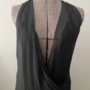Vintage Chanel black silk chiffon wrap dress